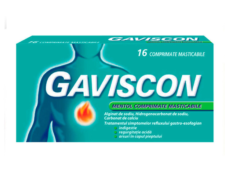 Gaviscon Mentol 250mg+133.5mg+80mg comp.mast. - poza produsului