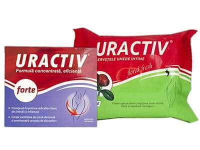 Uractiv Forte caps.+Servetele intime - poza produsului