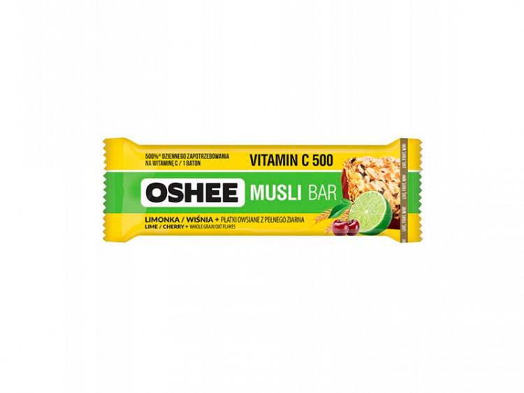 Oshee Batonas muesli Vitamina C500 lime/cirese 40g - poza produsului