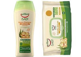 Equilibra Baby Gel de baie pu corp si par fara lacrimi 250ml + Baby Servetele umede N20 buc Cadou