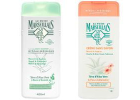 Le Petit Marseillais Set Gel-Crema de dus Aloe Floare de Migdale 400ml+ Gel-Crema de dus Aloe Floare de Caise 400ml