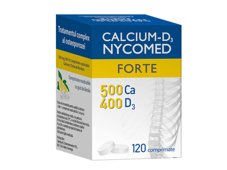 Calciu D3 Forte 500mg+400UI comp. masticab. - poza produsului
