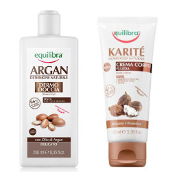Equilibra Argan Gel de dus nutritiv 250ml + Equilibra Lotiune p/u corp cu Unt de Shea 100ml cadou