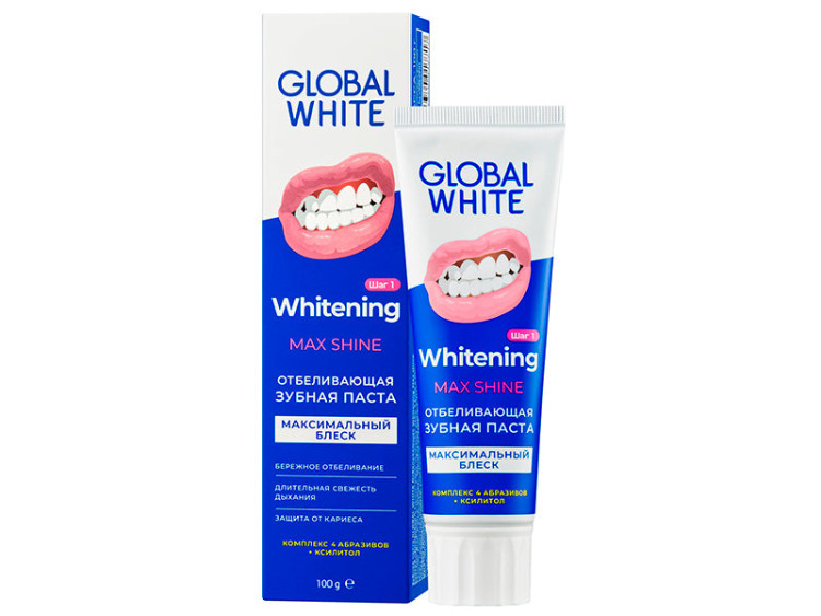 Global White pasta de dinti Whitening Max Shine 100g new - poza produsului