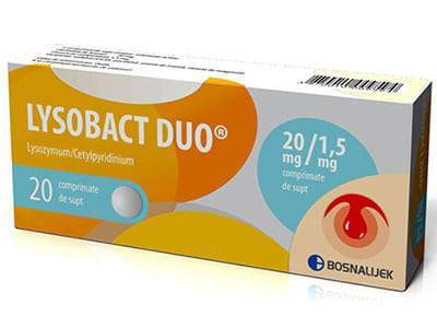 Lysobact DUO 20mg+1.5mg comp.de supt - poza produsului