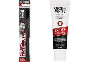 Global White periuta de dinti Hard+Pasta de dinti 30ml gratis