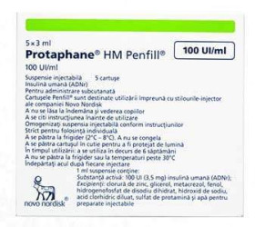 Protaphane HM Penfil 100UI/ml susp.inj. in cartus 3ml