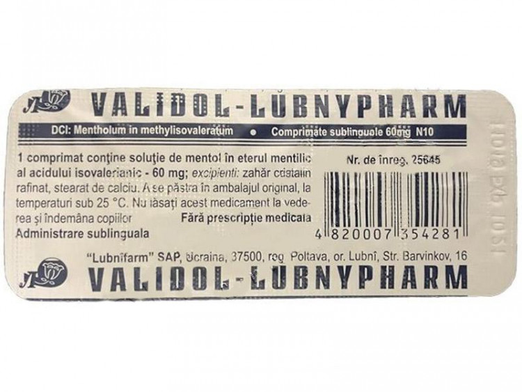 Validol-Lubnypharm 60mg comp. - poza produsului