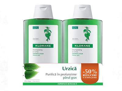 Klorane Sampon Extract de Urzica 400ml duo pack - poza produsului