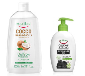 Equilibra Cocos Gel de dus 1L + Cadou Carbune Sapun lichid 300ml