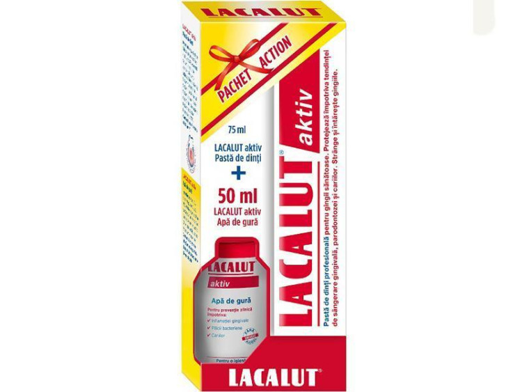Lacalut Pasta d. Active 75ml+ Apa de gura 50ml - poza produsului