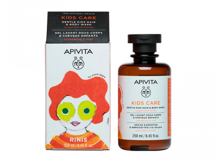 Apivita Kids Care Gel de spalat pu par si corp tangerine & honey 250ml - poza produsului