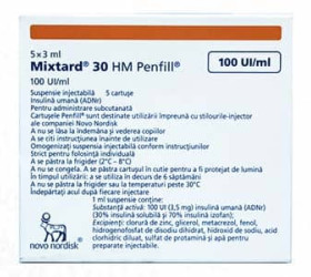 Mixtard 30 HM Penfil 100UI/ml susp.inj. in cartus 3ml