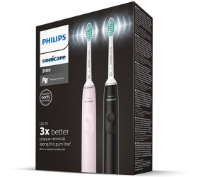 Philips Sonicare Seria 3100 Periuta de dinti sonica electrica Black and Pink 2 buc HX3675/15