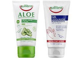 Equilibra Aloe Crema pentru maini si unghii 75ml+Dezinfectant Gel alcool 60% 75ml Cadou