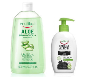 Equilibra Aloe Gel de dus 1L + Cadou Carbune Sapun lichid 300ml