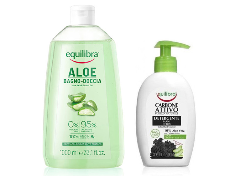 Equilibra Aloe Gel de dus 1L + Cadou Carbune Sapun lichid 300ml - poza produsului