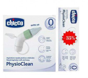 Chicco Set aspirator nazal Physioclean+solutie fiziologica 5ml N10 -35%