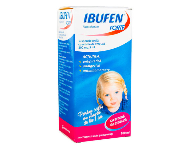 Ibufen Forte 200mg/5ml susp.orala Zmeura 100ml - poza produsului