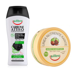 Equilibra Carbune Activat Gel de dus 250 ml++ Lotiune pu corp cu Unt de Shea 100ml Cadou