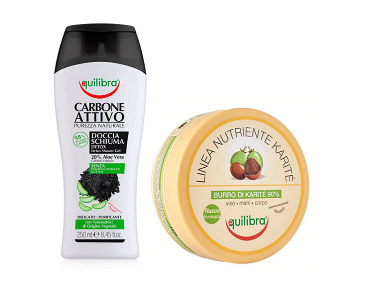 Equilibra Carbune Activat Gel de dus 250 ml++ Lotiune pu corp cu Unt de Shea 100ml Cadou - poza produsului